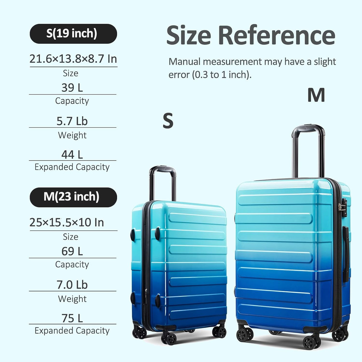 Carry on Luggage 22x14x9 Airline Approved, Expandable 20 Inch Hardside Suitcase with Wheels TSA Lock, PC+ABS Lightweight Carry on Suitcases for Women