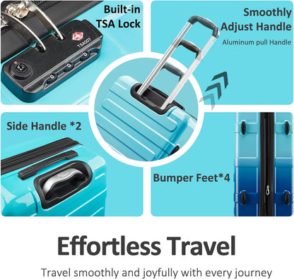 Carry on Luggage 22x14x9 Airline Approved, Expandable 20 Inch Hardside Suitcase with Wheels TSA Lock, PC+ABS Lightweight Carry on Suitcases for Women