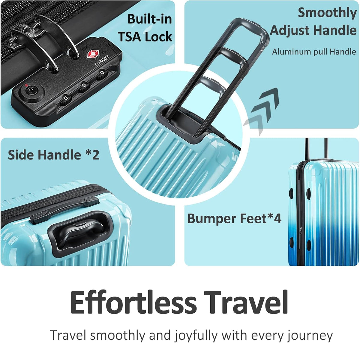 Carry on Luggage 22x14x9 Airline Approved, Expandable 20 Inch Hardside Suitcase with Wheels TSA Lock, PC+ABS Lightweight Carry on Suitcases for Women
