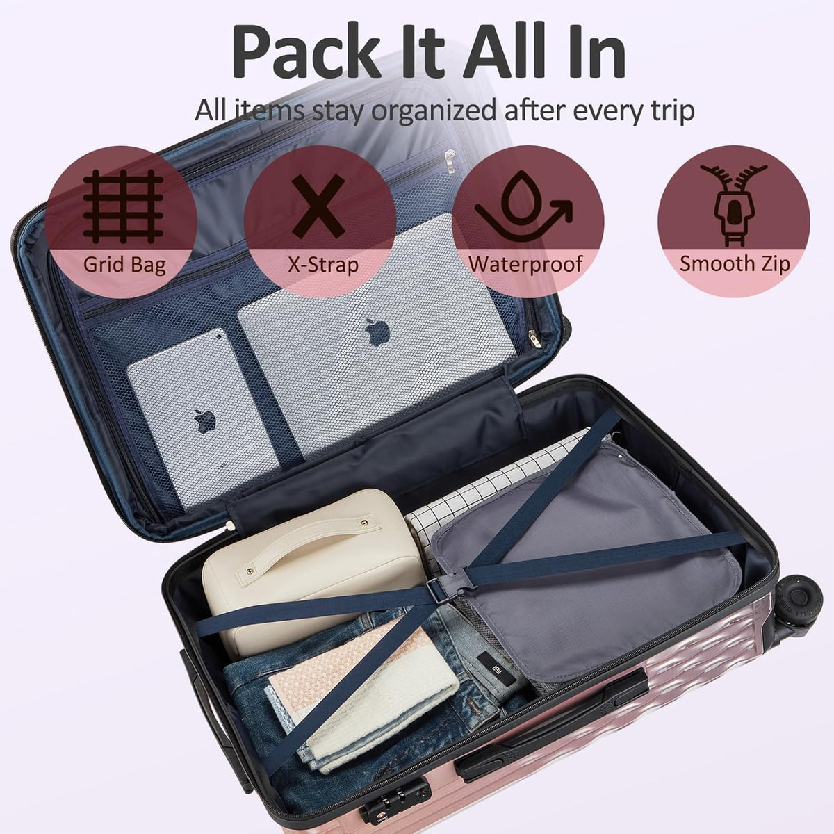 Carry on Luggage 22x14x9 Airline Approved, Expandable 20 Inch Hardside Suitcase with Wheels TSA Lock, PC+ABS Lightweight Carry on Suitcases for Women