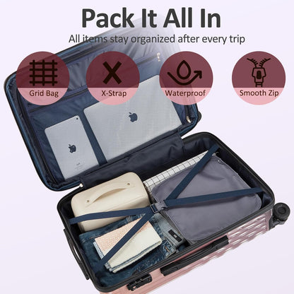Carry on Luggage 22x14x9 Airline Approved, Expandable 20 Inch Hardside Suitcase with Wheels TSA Lock, PC+ABS Lightweight Carry on Suitcases for Women