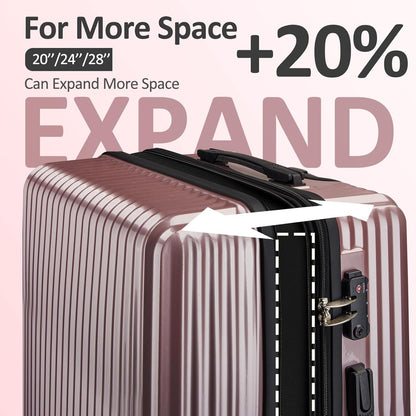 Carry on Luggage 22x14x9 Airline Approved, Expandable 20 Inch Hardside Suitcase with Wheels TSA Lock, PC+ABS Lightweight Carry on Suitcases for Women