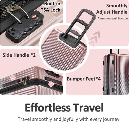 Carry on Luggage 22x14x9 Airline Approved, Expandable 20 Inch Hardside Suitcase with Wheels TSA Lock, PC+ABS Lightweight Carry on Suitcases for Women
