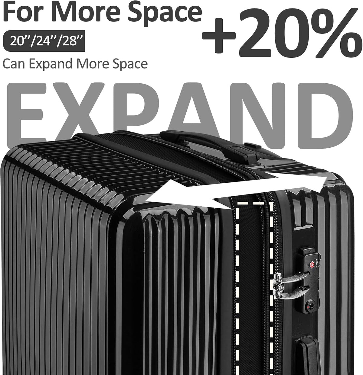 Carry on Luggage 22x14x9 Airline Approved, Expandable 20 Inch Hardside Suitcase with Wheels TSA Lock, PC+ABS Lightweight Carry on Suitcases for Women