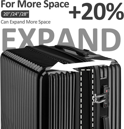 Carry on Luggage 22x14x9 Airline Approved, Expandable 20 Inch Hardside Suitcase with Wheels TSA Lock, PC+ABS Lightweight Carry on Suitcases for Women
