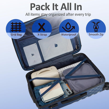 Carry on Luggage 22x14x9 Airline Approved, Expandable 20 Inch Hardside Suitcase with Wheels TSA Lock, PC+ABS Lightweight Carry on Suitcases for Women