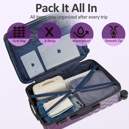 Carry on Luggage 22x14x9 Airline Approved, Expandable 20 Inch Hardside Suitcase with Wheels TSA Lock, PC+ABS Lightweight Carry on Suitcases for Women