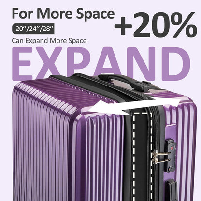 Carry on Luggage 22x14x9 Airline Approved, Expandable 20 Inch Hardside Suitcase with Wheels TSA Lock, PC+ABS Lightweight Carry on Suitcases for Women