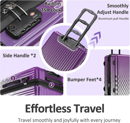 Carry on Luggage 22x14x9 Airline Approved, Expandable 20 Inch Hardside Suitcase with Wheels TSA Lock, PC+ABS Lightweight Carry on Suitcases for Women