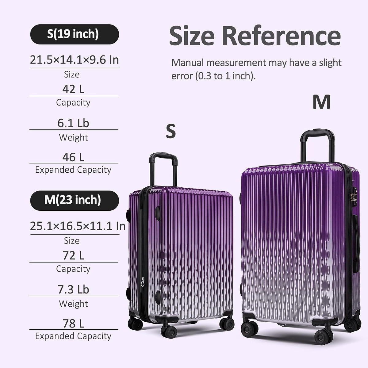 Carry on Luggage 22x14x9 Airline Approved, Expandable 20 Inch Hardside Suitcase with Wheels TSA Lock, PC+ABS Lightweight Carry on Suitcases for Women