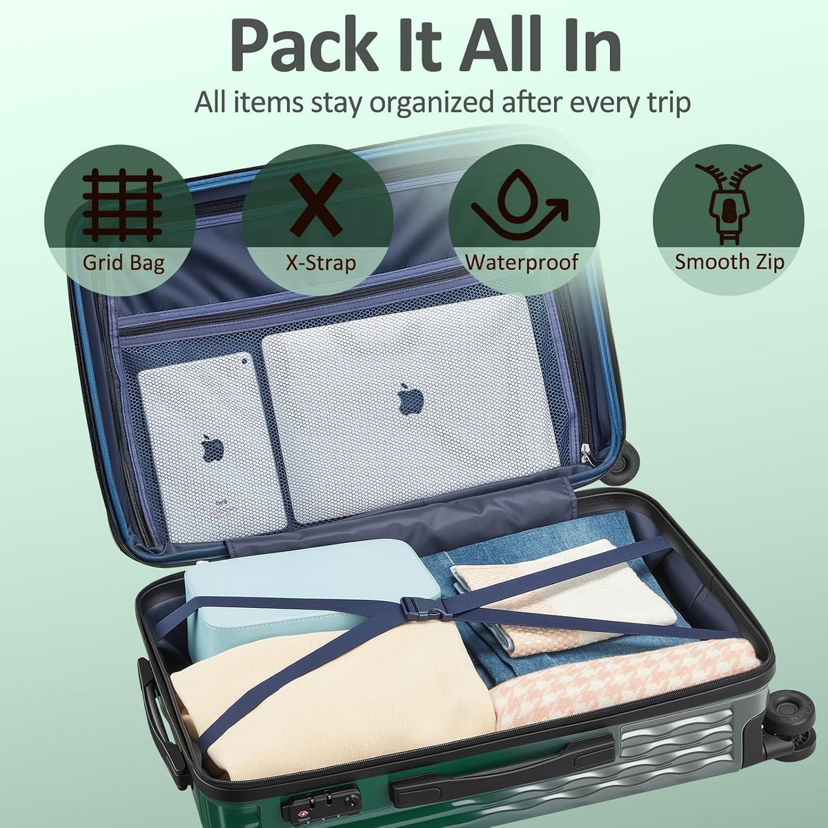 Carry on Luggage 22x14x9 Airline Approved, Expandable 20 Inch Hardside Suitcase with Wheels TSA Lock, PC+ABS Lightweight Carry on Suitcases for Women
