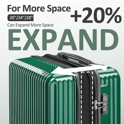 Carry on Luggage 22x14x9 Airline Approved, Expandable 20 Inch Hardside Suitcase with Wheels TSA Lock, PC+ABS Lightweight Carry on Suitcases for Women