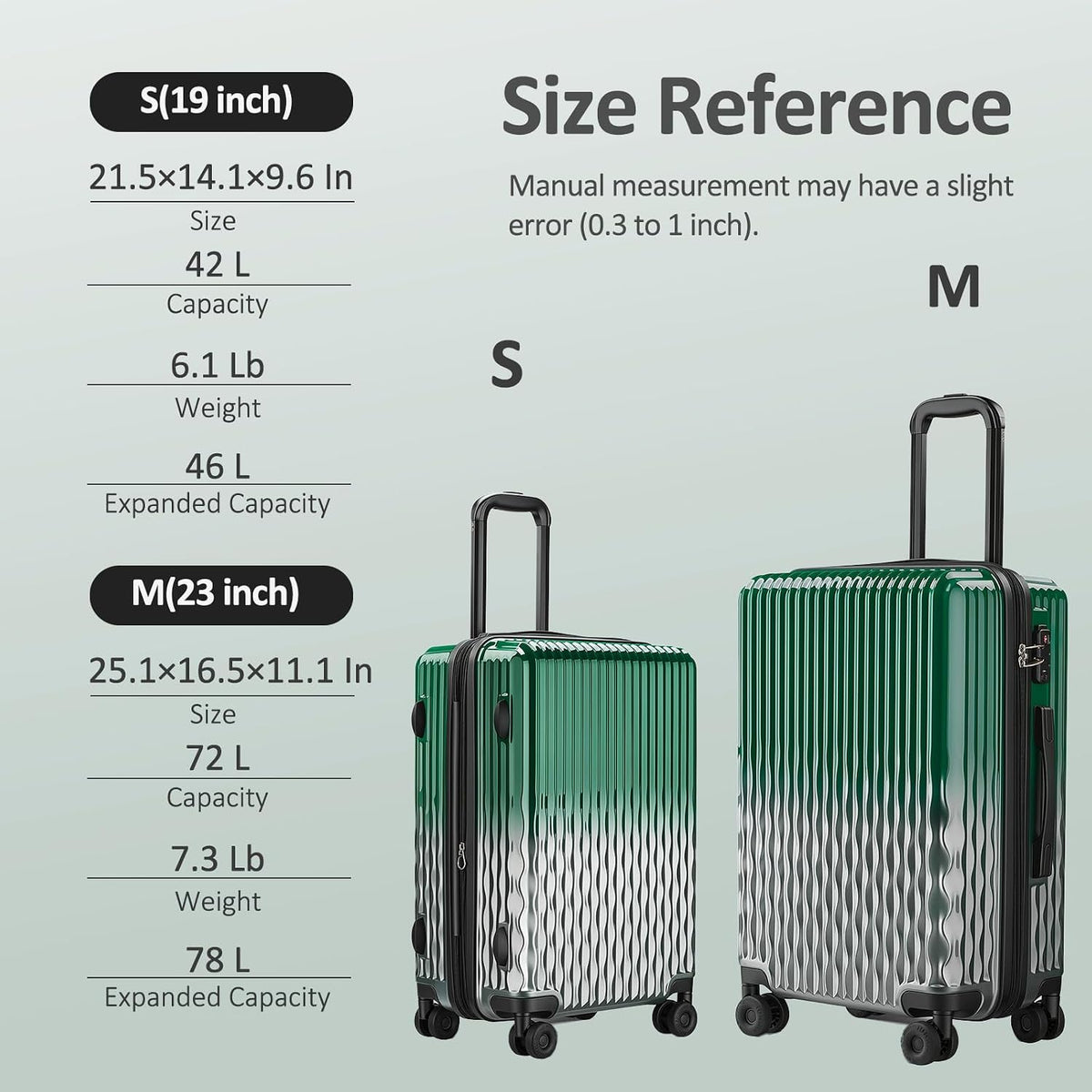 Carry on Luggage 22x14x9 Airline Approved, Expandable 20 Inch Hardside Suitcase with Wheels TSA Lock, PC+ABS Lightweight Carry on Suitcases for Women