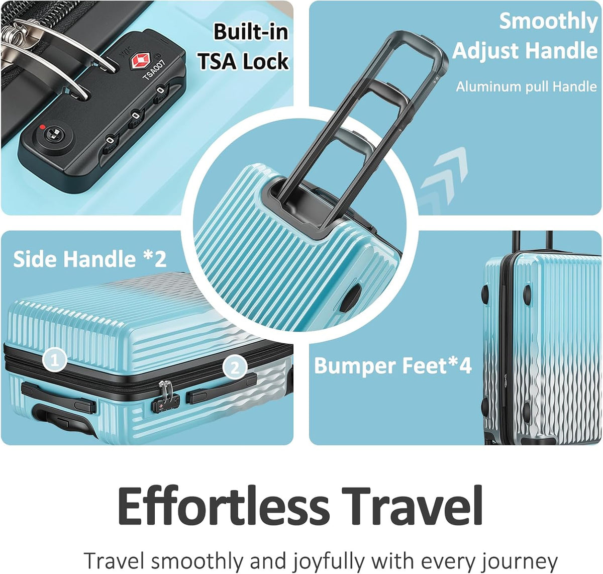 Carry on Luggage 22x14x9 Airline Approved, Expandable 20 Inch Hardside Suitcase with Wheels TSA Lock, PC+ABS Lightweight Carry on Suitcases for Women