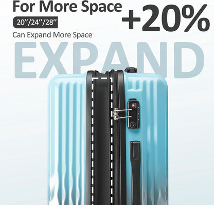 Carry on Luggage 22x14x9 Airline Approved, Expandable 20 Inch Hardside Suitcase with Wheels TSA Lock, PC+ABS Lightweight Carry on Suitcases for Women