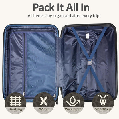 Carry on Luggage 22x14x9 Airline Approved, Expandable 20 Inch Hardside Suitcase with Wheels TSA Lock, PC+ABS Lightweight Carry on Suitcases for Women