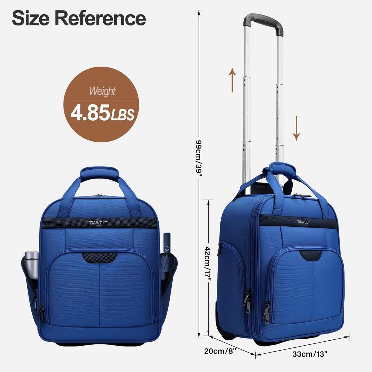 Underseat Carry on Luggage with Wheels,16-inch Airline Approved Personal Item Stylish Softside Underseater Suitcases with Wet/Dry Pockets,Overnight Rolling Carry-on Bag for Short Trip, Purple