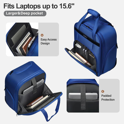 Underseat Carry on Luggage with Wheels,16-inch Airline Approved Personal Item Stylish Softside Underseater Suitcases with Wet/Dry Pockets,Overnight Rolling Carry-on Bag for Short Trip, Purple