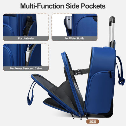 Underseat Carry on Luggage with Wheels,16-inch Airline Approved Personal Item Stylish Softside Underseater Suitcases with Wet/Dry Pockets,Overnight Rolling Carry-on Bag for Short Trip, Purple
