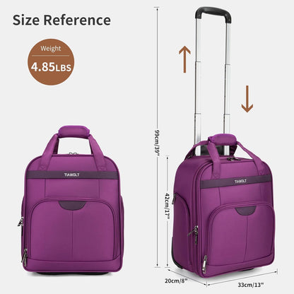 Underseat Carry on Luggage with Wheels,16-inch Airline Approved Personal Item Stylish Softside Underseater Suitcases with Wet/Dry Pockets,Overnight Rolling Carry-on Bag for Short Trip, Purple