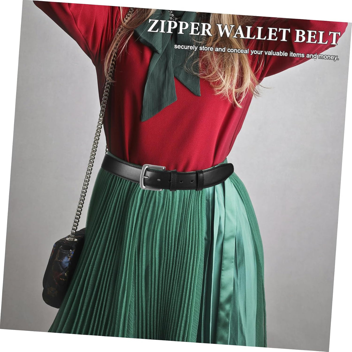 Hidden Money Pocket Travel Waist Belt Concealed Zipper for Secure Storage of Valuables Brown Pu Money Belt for Men