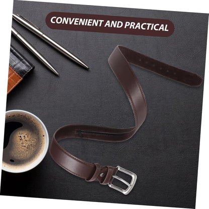 Hidden Money Pocket Travel Waist Belt Concealed Zipper for Secure Storage of Valuables Brown Pu Money Belt for Men