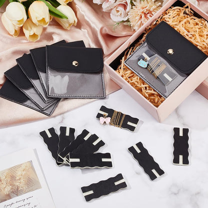 18 Pack Portable Necklace Display Cards with White Storage Bags Tangle-Free Jewelry Organizer Set PU Leather Jewelry Holder Kit for Home Travel Earrings Rings Necklaces Jewelry Storage