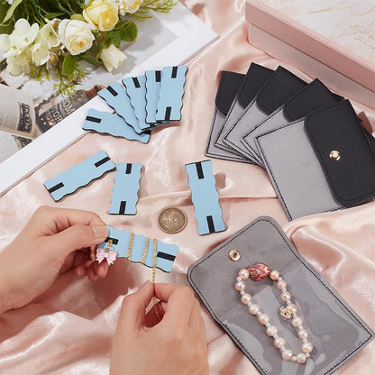 18 Pack Portable Necklace Display Cards with White Storage Bags Tangle-Free Jewelry Organizer Set PU Leather Jewelry Holder Kit for Home Travel Earrings Rings Necklaces Jewelry Storage