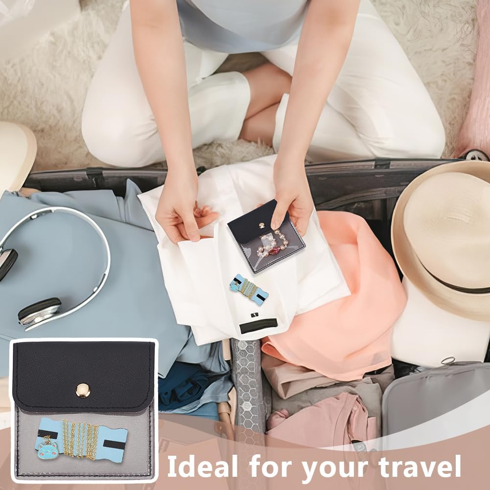 18 Pack Portable Necklace Display Cards with White Storage Bags Tangle-Free Jewelry Organizer Set PU Leather Jewelry Holder Kit for Home Travel Earrings Rings Necklaces Jewelry Storage
