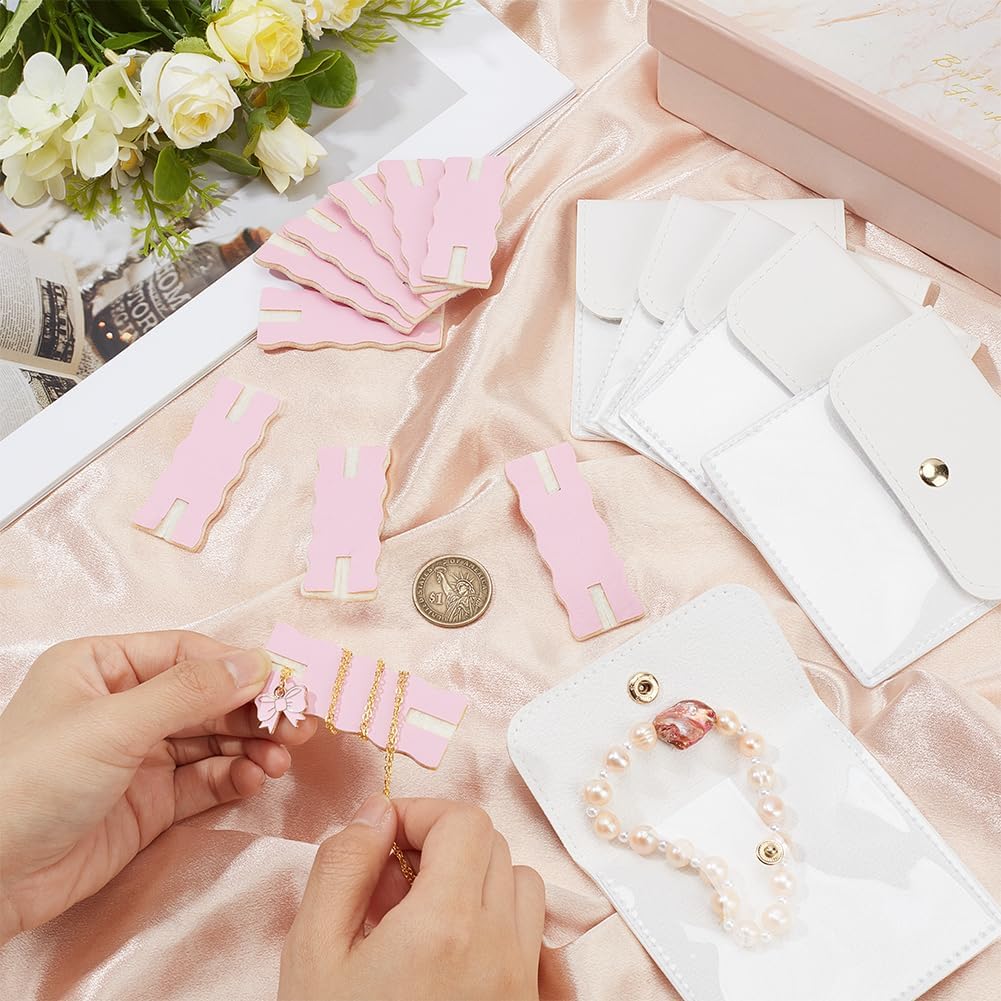 18 Pack Portable Necklace Display Cards with White Storage Bags Tangle-Free Jewelry Organizer Set PU Leather Jewelry Holder Kit for Home Travel Earrings Rings Necklaces Jewelry Storage