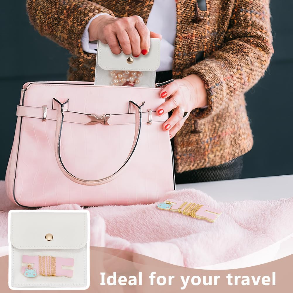 18 Pack Portable Necklace Display Cards with White Storage Bags Tangle-Free Jewelry Organizer Set PU Leather Jewelry Holder Kit for Home Travel Earrings Rings Necklaces Jewelry Storage