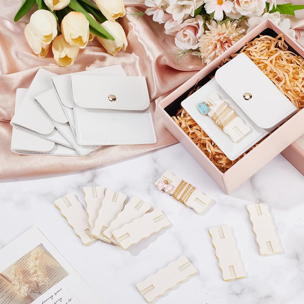 18 Pack Portable Necklace Display Cards with White Storage Bags Tangle-Free Jewelry Organizer Set PU Leather Jewelry Holder Kit for Home Travel Earrings Rings Necklaces Jewelry Storage