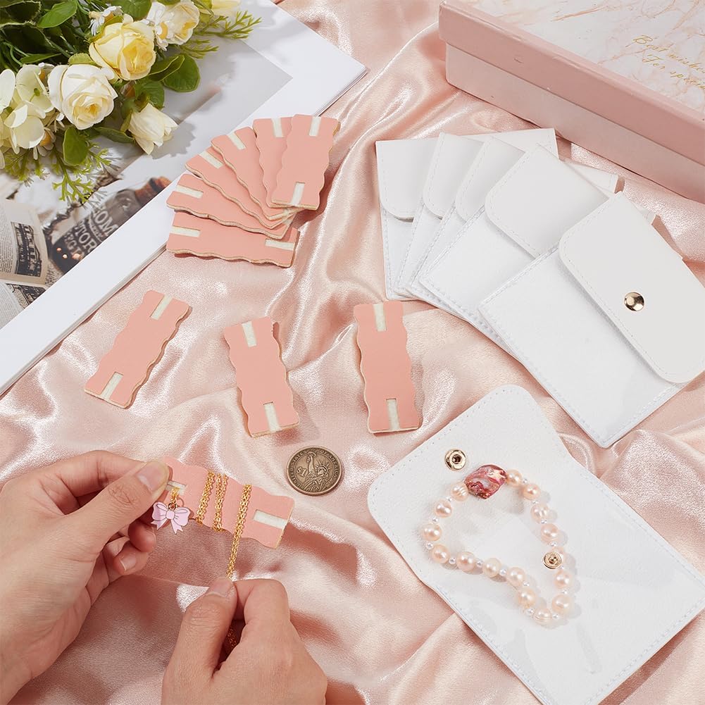 18 Pack Portable Necklace Display Cards with White Storage Bags Tangle-Free Jewelry Organizer Set PU Leather Jewelry Holder Kit for Home Travel Earrings Rings Necklaces Jewelry Storage