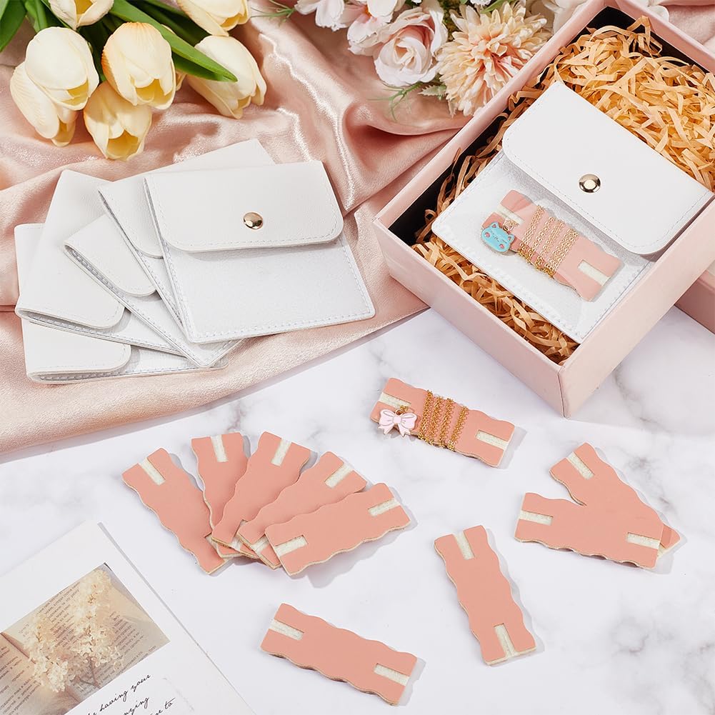 18 Pack Portable Necklace Display Cards with White Storage Bags Tangle-Free Jewelry Organizer Set PU Leather Jewelry Holder Kit for Home Travel Earrings Rings Necklaces Jewelry Storage