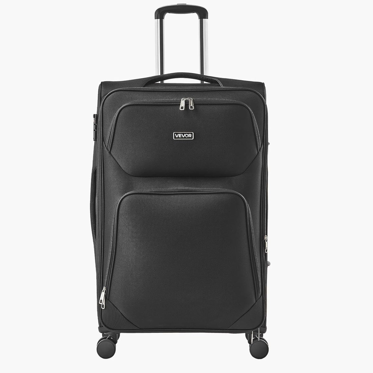 Softside Expandable Luggage with Spinner Wheels, 24-Inch Softside Checked Medium Luggage, Lightweight Checked Suitcase with Expandable Zippered Pocket and TSA Lock, Black