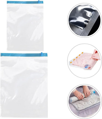 12pcs Reusable Hand Roll up Travel Compression Bags Vacuum Storage Bags for Clothes Maximize Luggage Space and Keep Items Dry and Organized