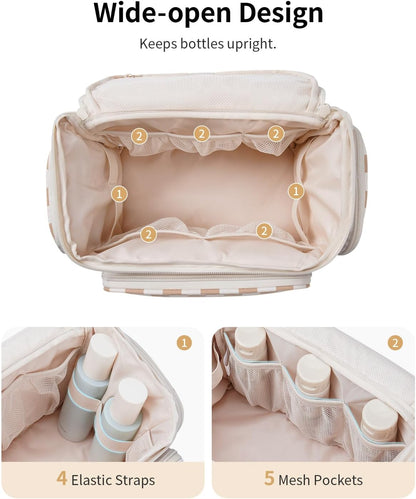 Hanging Travel Toiletry Bag for Women, Large Makeup Bag, Wide Open Cosmetic Bag, Multiple Organized Pocket, Wet Pocket for Towel, Portable Bathroom Travel Bag for Toiletries, Essentials