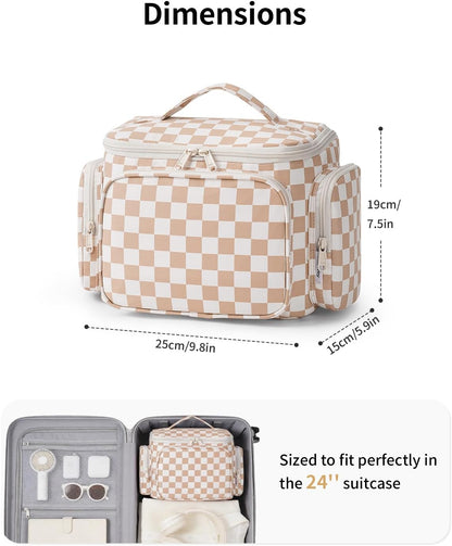 Hanging Travel Toiletry Bag for Women, Large Makeup Bag, Wide Open Cosmetic Bag, Multiple Organized Pocket, Wet Pocket for Towel, Portable Bathroom Travel Bag for Toiletries, Essentials