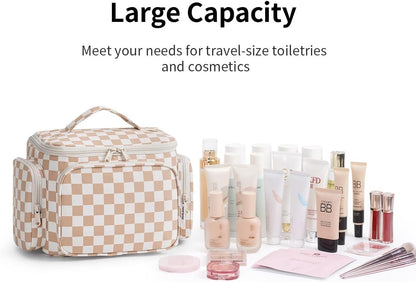 Hanging Travel Toiletry Bag for Women, Large Makeup Bag, Wide Open Cosmetic Bag, Multiple Organized Pocket, Wet Pocket for Towel, Portable Bathroom Travel Bag for Toiletries, Essentials