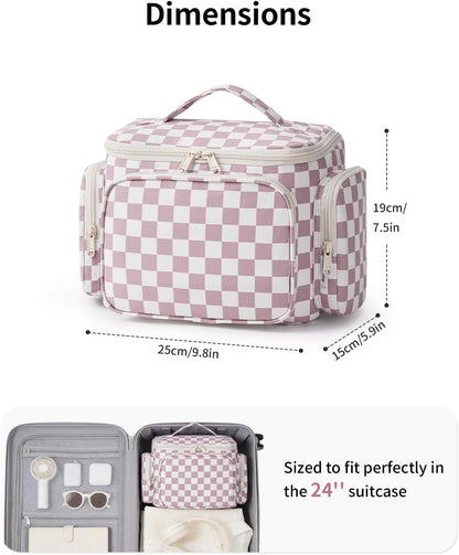 Hanging Travel Toiletry Bag for Women, Large Makeup Bag, Wide Open Cosmetic Bag, Multiple Organized Pocket, Wet Pocket for Towel, Portable Bathroom Travel Bag for Toiletries, Essentials