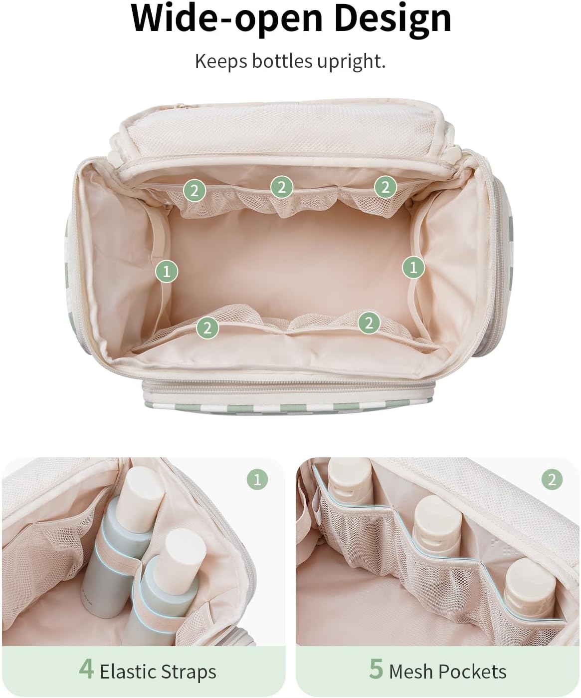 Hanging Travel Toiletry Bag for Women, Large Makeup Bag, Wide Open Cosmetic Bag, Multiple Organized Pocket, Wet Pocket for Towel, Portable Bathroom Travel Bag for Toiletries, Essentials