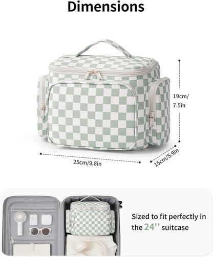 Hanging Travel Toiletry Bag for Women, Large Makeup Bag, Wide Open Cosmetic Bag, Multiple Organized Pocket, Wet Pocket for Towel, Portable Bathroom Travel Bag for Toiletries, Essentials