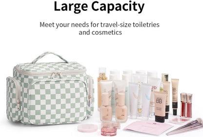 Hanging Travel Toiletry Bag for Women, Large Makeup Bag, Wide Open Cosmetic Bag, Multiple Organized Pocket, Wet Pocket for Towel, Portable Bathroom Travel Bag for Toiletries, Essentials