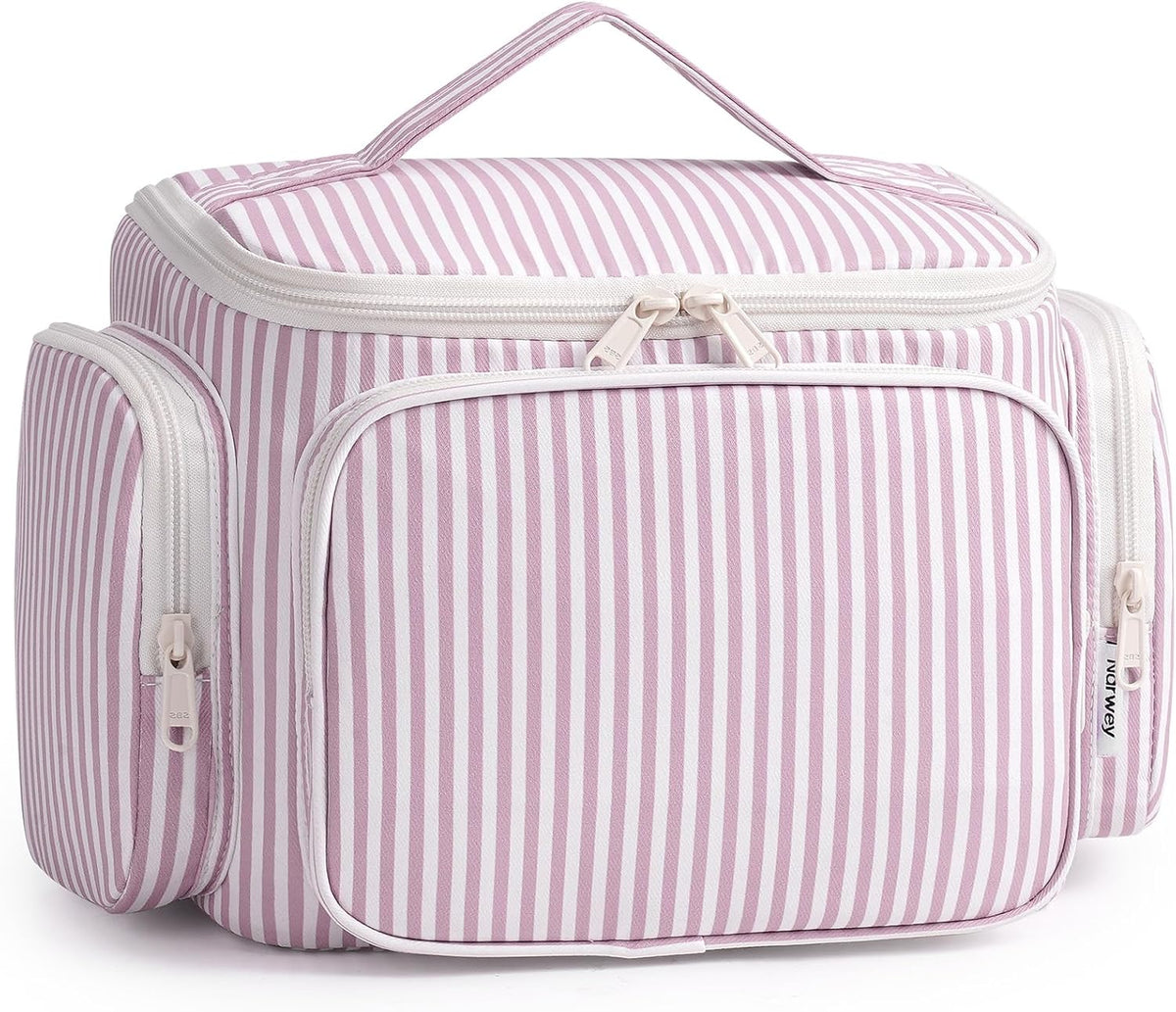 Hanging Travel Toiletry Bag for Women, Large Makeup Bag, Wide Open Cosmetic Bag, Multiple Organized Pocket, Wet Pocket for Towel, Portable Bathroom Travel Bag for Toiletries, Essentials