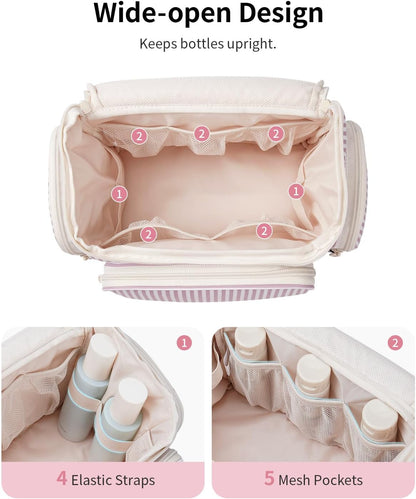 Hanging Travel Toiletry Bag for Women, Large Makeup Bag, Wide Open Cosmetic Bag, Multiple Organized Pocket, Wet Pocket for Towel, Portable Bathroom Travel Bag for Toiletries, Essentials
