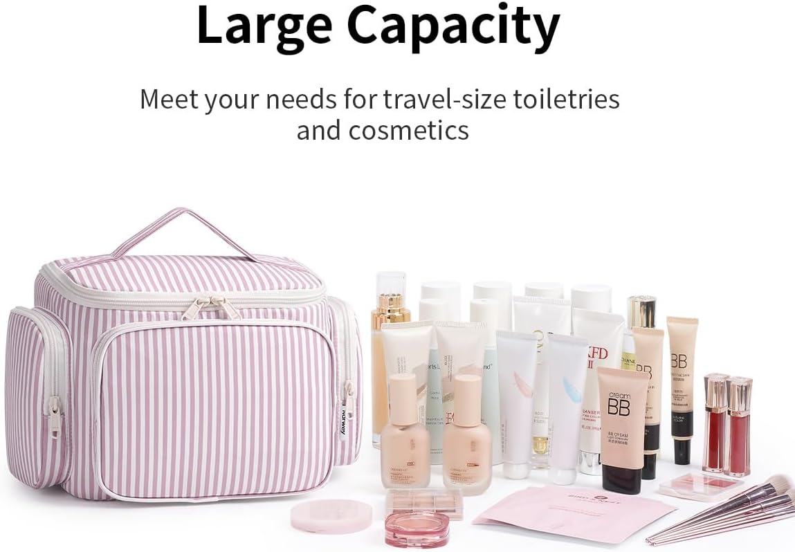 Hanging Travel Toiletry Bag for Women, Large Makeup Bag, Wide Open Cosmetic Bag, Multiple Organized Pocket, Wet Pocket for Towel, Portable Bathroom Travel Bag for Toiletries, Essentials