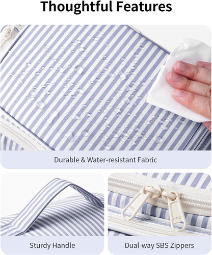 Hanging Travel Toiletry Bag for Women, Large Makeup Bag, Wide Open Cosmetic Bag, Multiple Organized Pocket, Wet Pocket for Towel, Portable Bathroom Travel Bag for Toiletries, Essentials