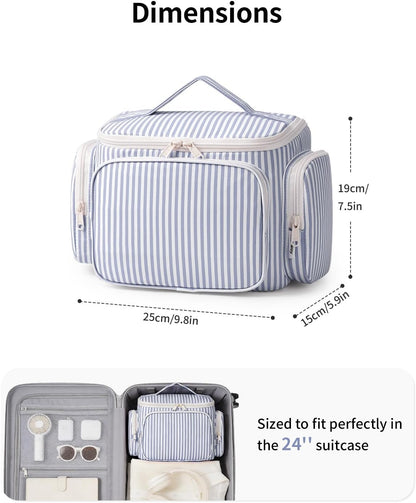 Hanging Travel Toiletry Bag for Women, Large Makeup Bag, Wide Open Cosmetic Bag, Multiple Organized Pocket, Wet Pocket for Towel, Portable Bathroom Travel Bag for Toiletries, Essentials
