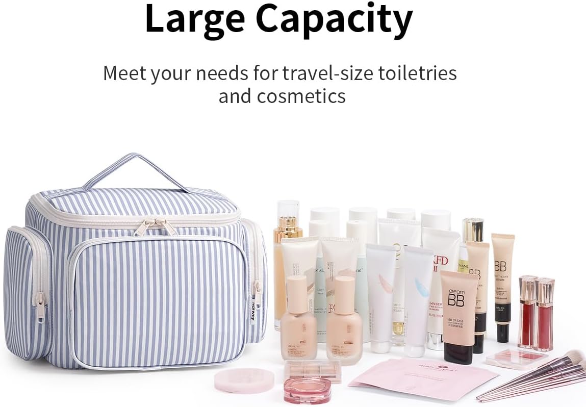 Hanging Travel Toiletry Bag for Women, Large Makeup Bag, Wide Open Cosmetic Bag, Multiple Organized Pocket, Wet Pocket for Towel, Portable Bathroom Travel Bag for Toiletries, Essentials