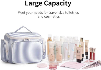 Hanging Travel Toiletry Bag for Women, Large Makeup Bag, Wide Open Cosmetic Bag, Multiple Organized Pocket, Wet Pocket for Towel, Portable Bathroom Travel Bag for Toiletries, Essentials